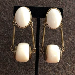 VTG Jan Michaels Brass & Buffalo Bone Earrings